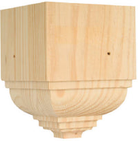 Trim Block Moulding, Outside Crown, Pine, 6.75 x 6.5 x 6.5-In.