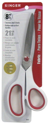 Singer 00445 8-1/2 Red & White Stainless Steel Fabric Scissors