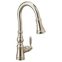 Polished nickel one-handle high arc pulldown kitchen faucet