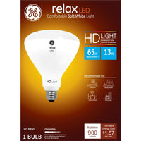 GE  Relax  BR40  E26 (Medium)  LED Bulb  Soft White  65 Watt Equivalence 1 pk