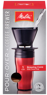 Melitta 64014 Red & Black Pour-Over Travel Brew Mug Set