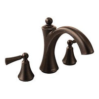 Oil rubbed bronze two-handle non diverter roman tub faucet