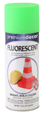 Premium Decor Fluorescent Spray Paint, Interior/Exterior, Glo Green, 11-oz.