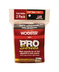 Wooster  Pro Series  Knit  4-1/2 in. W x 1/2 in.  Trim  Paint Roller Cover  2 pk