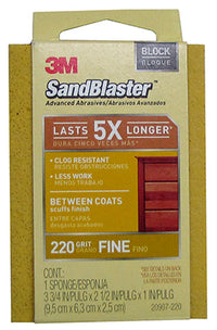 3M Sandblaster 3-3/4 in. L X 2-1/2 in. W X 1 in. 220 Grit Fine Sanding Sponge