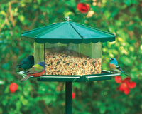 Homestead Triple Bin Bird Feeder Acrylic 3 Compartment 11-1/2 Lbs. Hunter Green