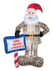 Znone Polyester White Military Santa Plug-In LED Inflatable Christmas 83.86 Hx27.56 Wx57.09 L in.