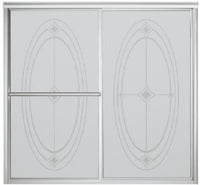 59 x 56-1/4-Inch Silver Bypass Tub Door With Ellipse Pattern