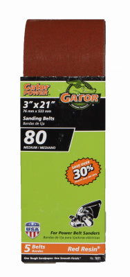 Gator 21 in. L X 3 in. W Aluminum Oxide Sanding Belt 80 Grit Medium 5 pc