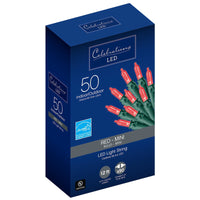 Celebrations LED Mini Red 50 ct String Christmas Lights 12.25 ft.