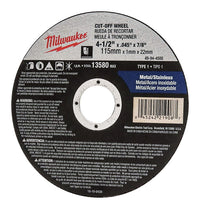 Milwaukee 4-1/2 in. D X 7/8 in. Aluminum Oxide Cutting Cut-Off Wheel 1 pc