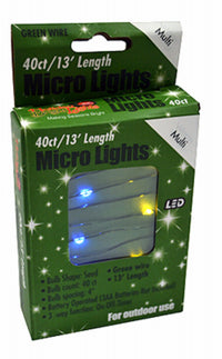 LED Christmas Light Set, Multi Micro/Green Wire, Battery-Operated, 40-Ct. (Pack of 24)