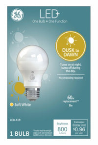 GE Lighting LED+ A19 E26 (Medium) LED Smart Bulb Soft White 60 Watt Equivalence 1 pk