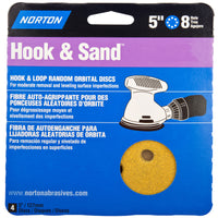 Norton Hook & Sand 5 in. Aluminum Oxide Hook and Loop A290 Sandpaper Vacuum Disc Assorted Grit Assor