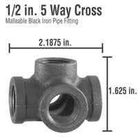 Pipe Decor  1/2 in. FPT   x 1/2 in. Dia. FPT  Malleable Iron  Pipe Decor Cross