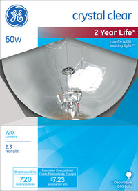 GE 60 W G40 Globe Incandescent Bulb E26 (Medium) Crystal Clear 1 pk (Pack of 6)