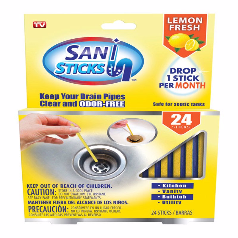 Sani Drain Sticks, As Seen on TV Drain Cleaner and Deodorizer, Scented, 2 Packs of 12 Each