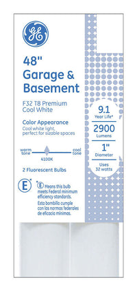 GE Lighting 32 watts T8 48 in. L Fluorescent Bulb Cool White Linear 4100 K 2 pk (Pack of 6)