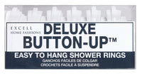 Excell Deluxe Button-Up White Plastic Shower Curtain Rings 12 pk