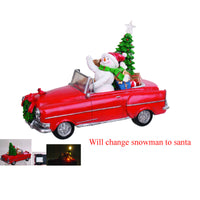 Celebrations Lighted Santa/Snowman Driving Christmas Decor Polyresin 8-3/4 in. 1 pk (Pack of 6)