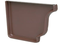 Gutter End Cap, Left, Brown Galvanized Steel, 4-In.