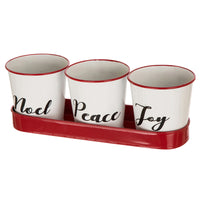 Celebrations Noel, Peace and Joy Christmas Buckets Red/White Iron 1 pk (Pack of 4)