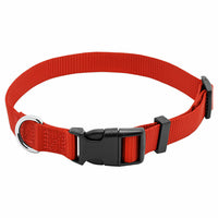 Dog Collar, Adjustable, Red Nylon, Quadlock Buckle, 5/8 x 10 to 16-In. (Pack of 3)