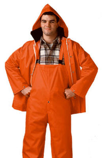 Blaze Orange Jacket/Bib Overall Complete Rain Suit, Large