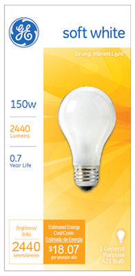 GE 150 watts A21 Incandescent Bulb 2440 lumens Soft White A-Line 1 pk