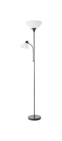 Living Accents  72 in. Satin  Black  Torchiere Floor Lamp