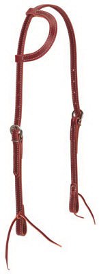 Horse Headstall, Double Cheek Adjustment, Burgundy Latigo Leather, Tie Ends, 5/8-In.