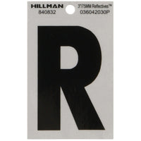 Hillman 3 in. Reflective Black Mylar Self-Adhesive Letter R 1 pc (Pack of 6)