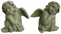 Ace Resin Painted Faux Moss Green Leaning Angel Statue (Pack of 2)