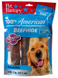 Dog Treats, American Beefhide Rawhide Rolls, 4-Pk.