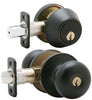 Schlage Stratus Aged Bronze Knob and Single Cylinder Deadbolt 1-3/4 in.