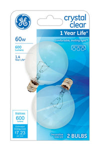 GE 60 W G16.5 Decorative Incandescent Bulb E12 (Candelabra) White (Pack of 4)