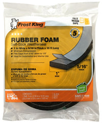 Rubber Foam Weatherseal Tape, 1W x 5/16-In. T x 10-Ft.