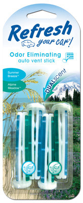 Car Air Freshener, Vent Stick, Summer Breeze & Alpine Meadow Scents, 4-Pk. (Pack of 6)