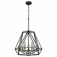 5-Light Chandelier, Dark Bronze/Antique Brass Accents