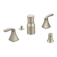 Brushed nickel two-handle bidet faucet