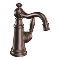 Oil rubbed bronze one-handle high arc bathroom faucet