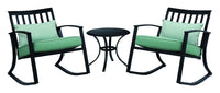 Living Accents 3 pc Black Steel Bistro Set Blue