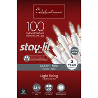 Celebrations Stay-lit Incandescent Mini Clear 100 ct String Christmas Lights 33 ft.