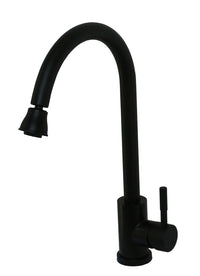 Kitchen Faucet Rv Metal Single Lever Gooseneck Spout & Deckplate Black Matte