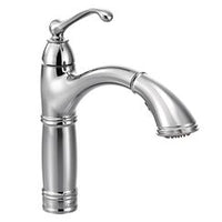 Chrome one-handle high arc pullout kitchen faucet