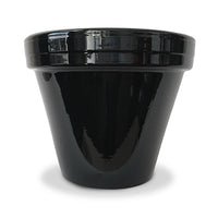 Flower Pot, Black Ceramic, 4.5 x 3.75-In. (Pack of 16)