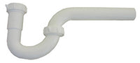 Lavatory Drain P-Trap, White PVC, 1.25-In.