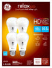 GE Relax HD A19 E26 (Medium) LED Light Bulb Soft White 60 Watt Equivalence 4 pk