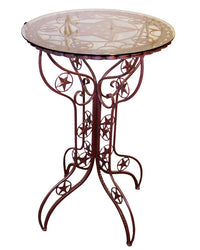 De Leon Collections Metal Star Bistro Table With Glass Top