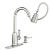 Moen Wellsley Stainless Steel 1.5 GPM Lever 1-Handle Pulldown Kitchen Faucet 10 in. Reach